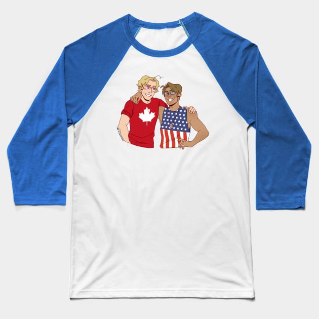 American and Canadian Idiots Baseball T-Shirt by MissOstrich